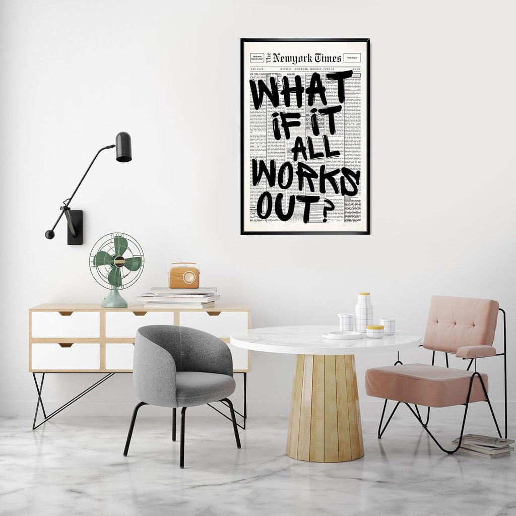 Skiennix Unframed Black And White Newspaper Canvas Poster - Inspirational Quote Wall Art | 8x12in