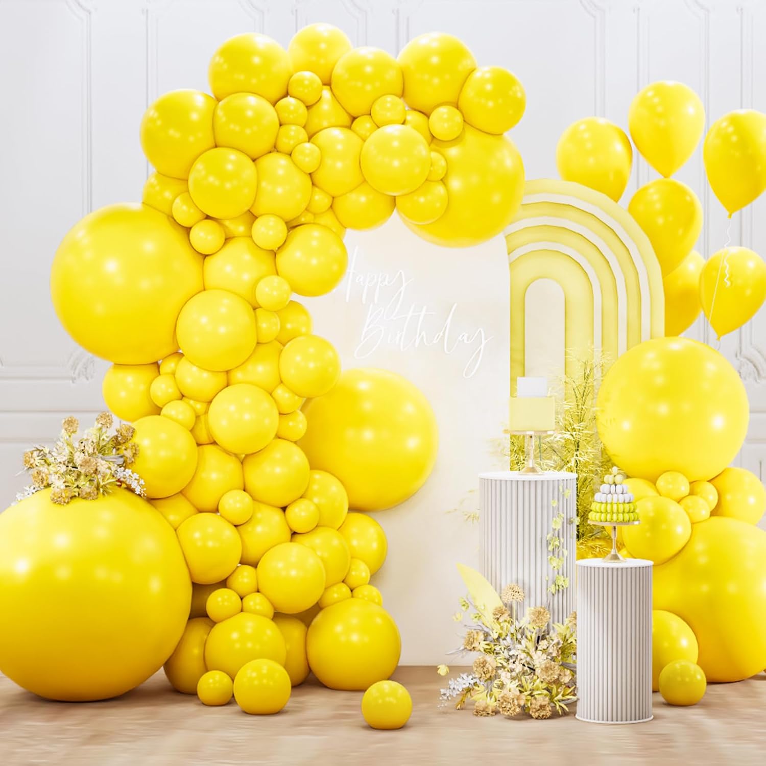 PartyWoo Yellow Balloons - 127-Piece Matte Latex Balloon Arch Kit for Easter & Birthday Decor