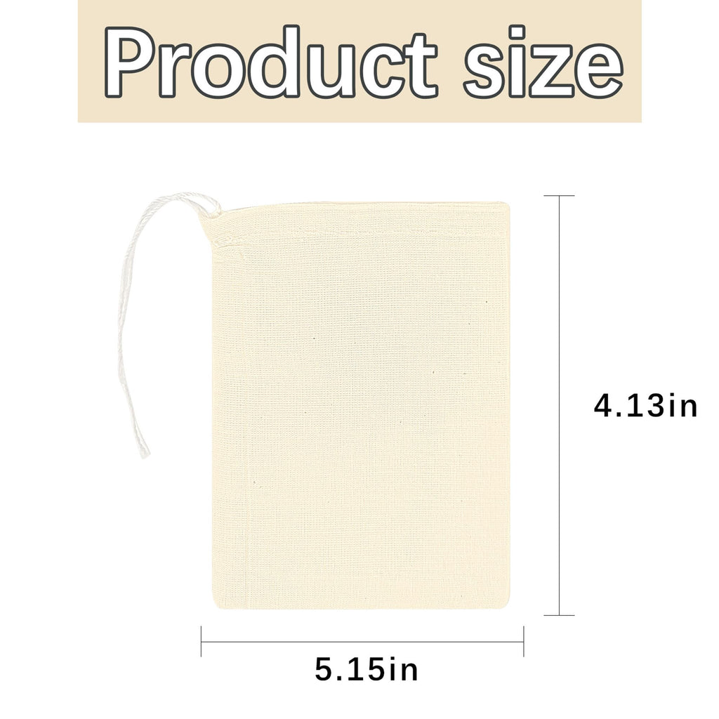 ARKBAODAN 100PCS 3x4 Small Muslin Cloth Bags with Drawstrings - Reusable Empty Spice & Herb Bags for Cooking, Potpourri, cloth tea bags, cloth bags bulk