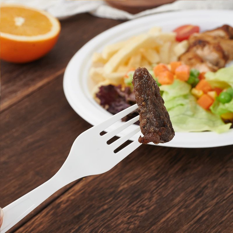 ECOLipak 100% Compostable Forks 150 Pack, 7 Inch Large Size Biodegradable Disposable Cutlery Forks, Heavy Duty Bio based CPLA Utensils for Party, BBQ, Picnic