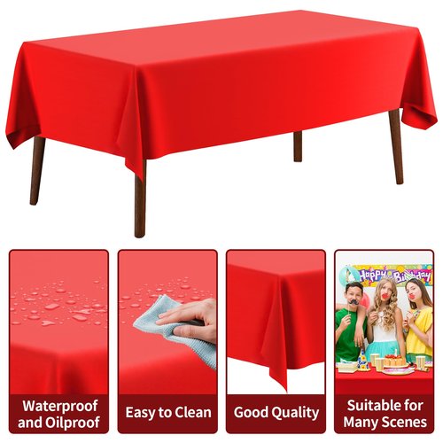 CXPSINC 54 Inch X 300 Feet Plastic Table Cover Roll Disposable Tablecloth with Slide Cutter for All Type/Shape Tables | Party, Banquet, Birthdays, Weddings(Red, 300 Feet)