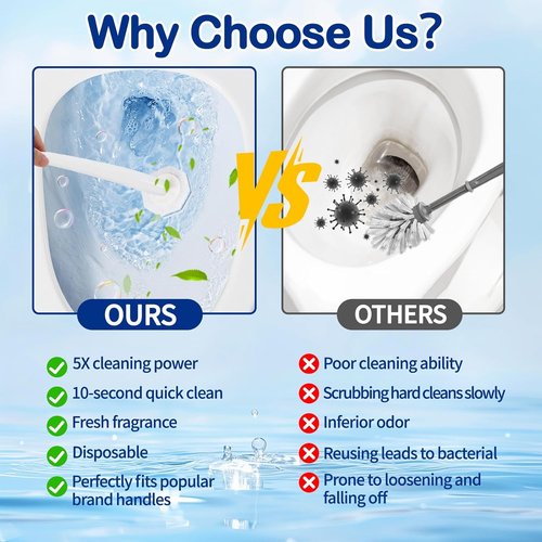 Clorox Toilet Wand Refills - 50 Count Thickened 3-Layer Brush for 5X Cleaning Power | Fresh Fragrance & 360° Efficiency