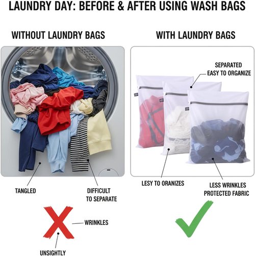 Kimmama Lingerie Bags - Mesh Laundry Bags for Washing Delicates | Ideal for Clothes, Ties, Scarves & More, 3-Pack