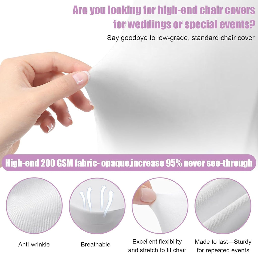 Skiennix Stretch Spandex Folding Chair Covers - 30 PCS Machine Washable Durable White Chair Covers for Events | Anti-Pilling & Rip Resistant