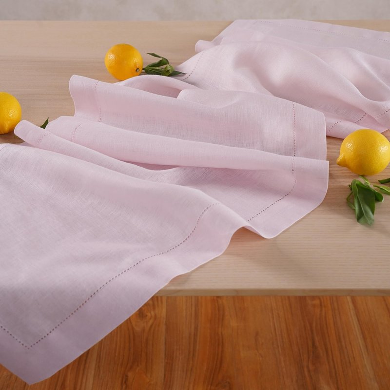 Home Ekaa Pink Table Runner 90 inches Long – 100% Pure Linen Hemstitch 14 x 90 Inch Table Runner for Dining, Mothers Day, Spring, Summer, Holiday & Wedding– Elara