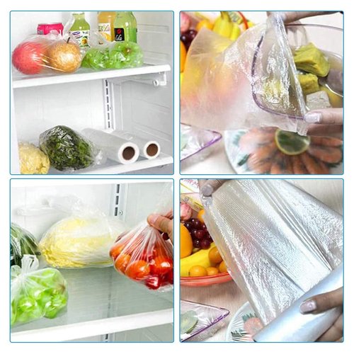 LabelMore 12'' x 16'' Plastic Produce Bags on a Roll, Clear, Food Storage Bags for Bread, Vegetable, Fruits and Meat, 350 Bags/Roll
