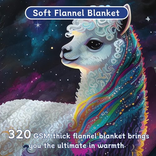 ALIFAFA Llama Blanket, Llama Gifts for Girls, Cute Llama Colorful Boho Print in Galaxy Starry Sparkle Stars Blanket, Magic Space Universe Moon Night Plush Throw Blanket for Kids Teens,50"x40"