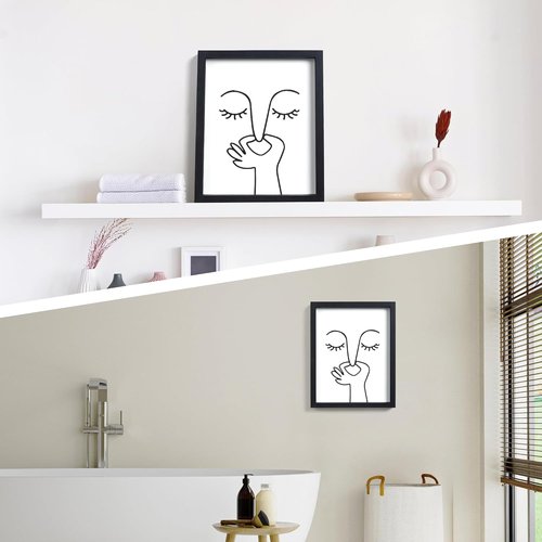 HKBS Framed Black and White Bathroom Wall Art - Stylish Toilet Decor | 10"x8" for Home or Apartment