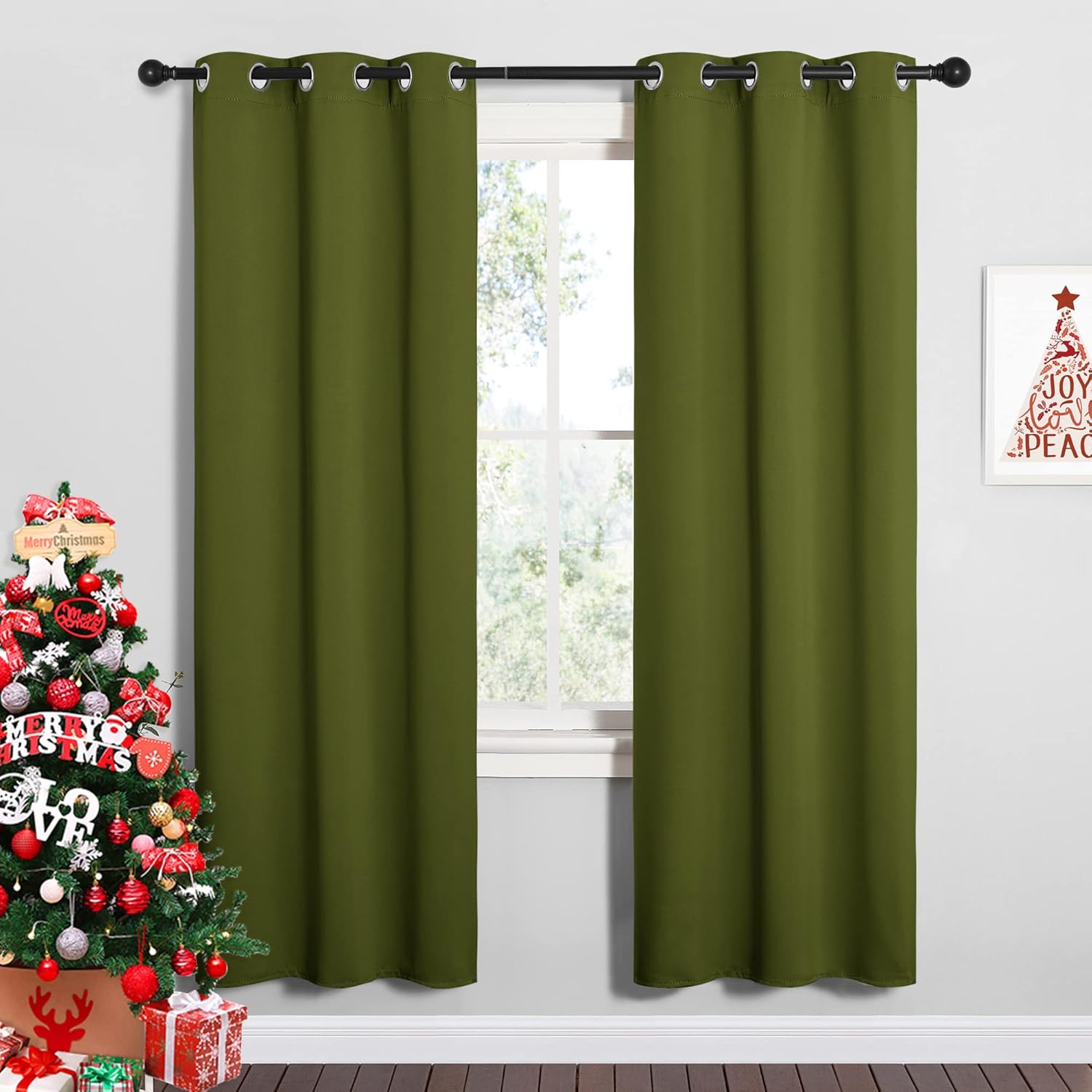 NICETOWN Blackout Curtain Panels - Thermal Insulated Draperies for Bedroom | Olive Green, 34x72 Inch (One Pair)