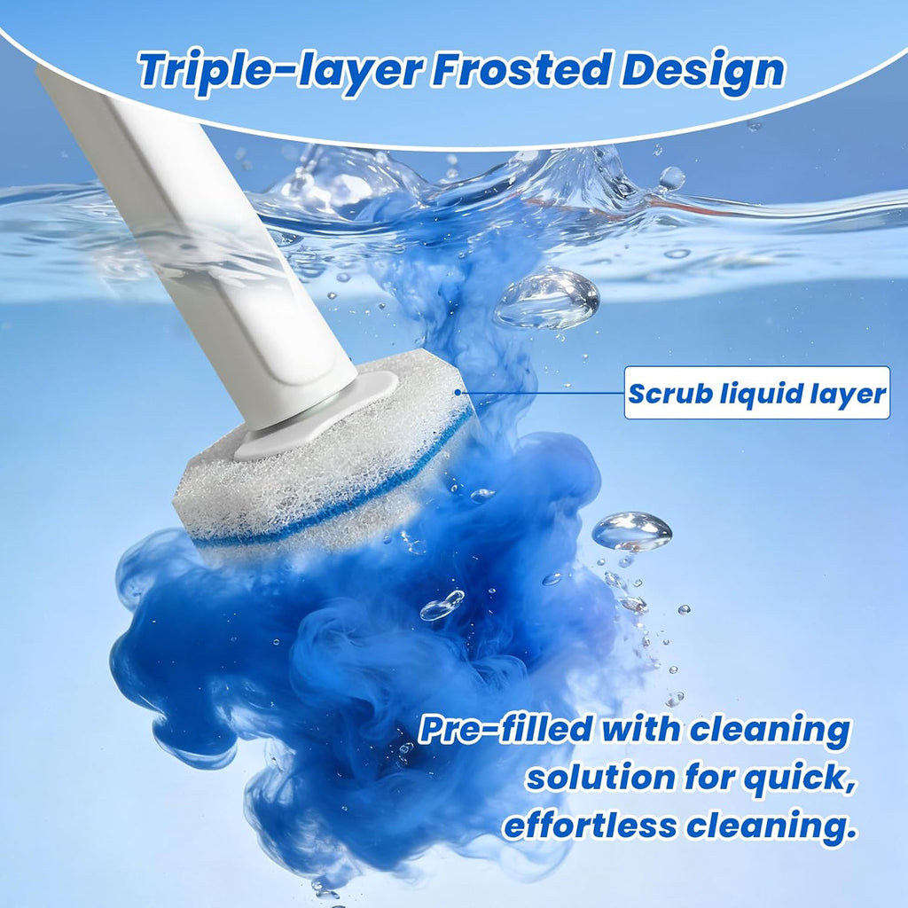 Skiennix Toilet Brush Refills - 40 Disposable Scrubber Pads with Wall Mounted Holder Set