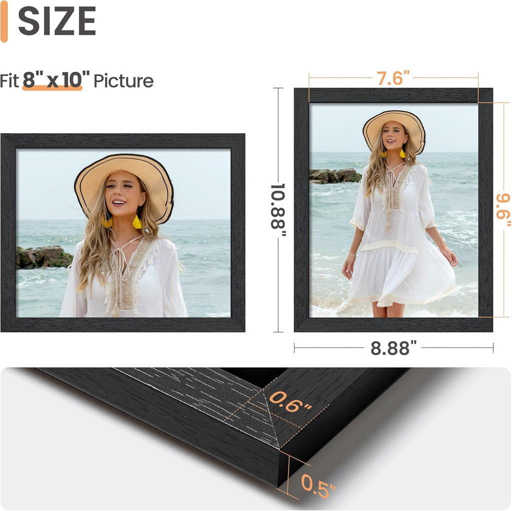 Upsimples 8x10 Picture Frame - Stylish Wall Gallery Frame in Black | Durable Engineered Wood, 1 Pack