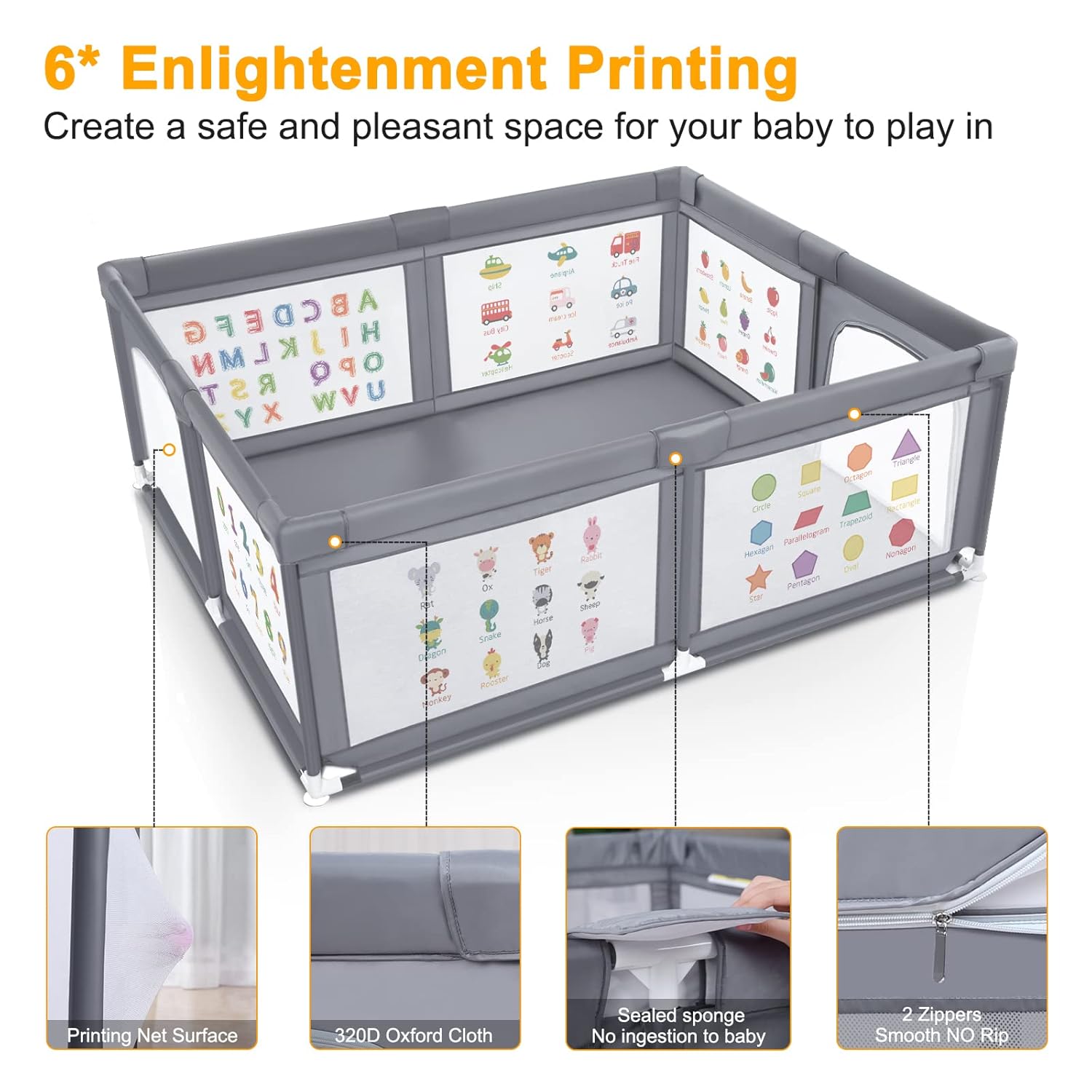 Premium Baby Playpen - Extra Large 71x60 Inches Activity Center with Mat & Safety Gate