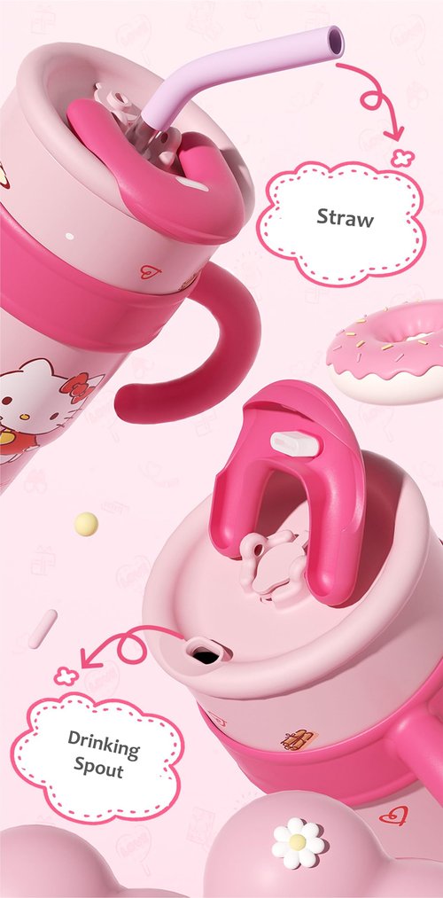 Many Rainbows Pochacco with Soccer Stainless Steel Insulated Tumbler with Lid Straw Handle 1200ml - XL Size