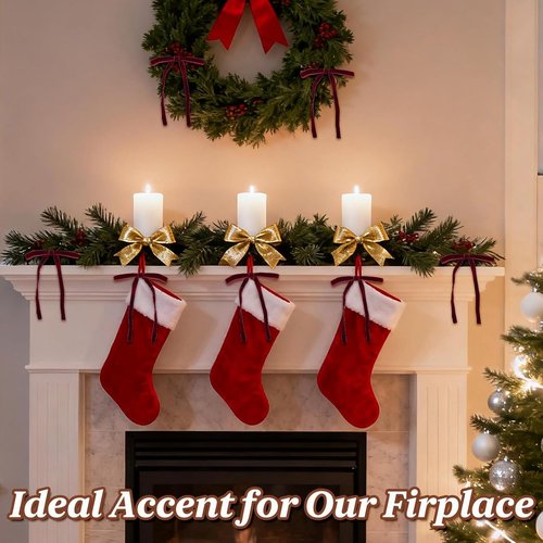 HEAEUNK 40 Pack Burgundy Velvet Christmas Tree Bows - Perfect for Holiday Decor & Gifts | 5"x7" Size