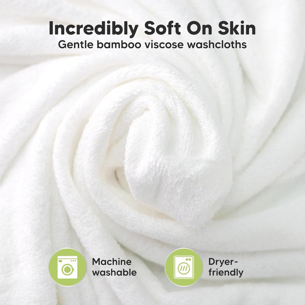 Baby Washcloths 6-Pack | Soft, Absorbent Viscose Bamboo Towels for Newborns & Toddlers, 10x10