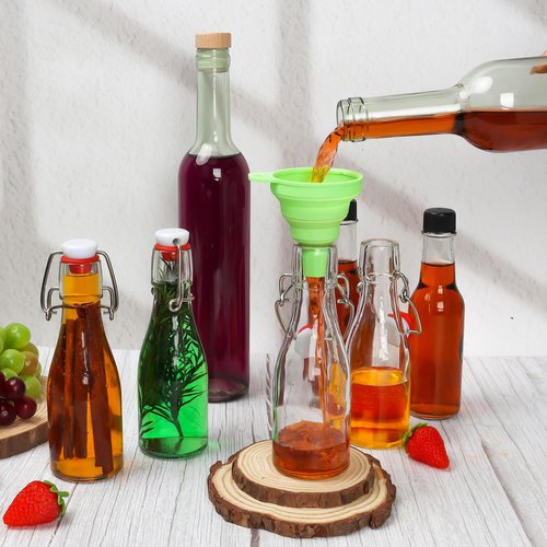 Cehomi Swing Top Glass Bottles 5 oz with Flip Airtight Lids, Glass Brewing Bottles with Rubber Seal Stopper Caps for Kombucha, Beverages, Oil, Vinegar, Water, Juice [10 Pack]