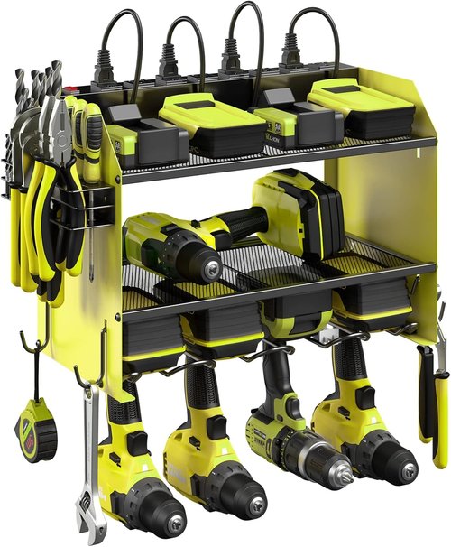 CCCEI Modular Power Tool Organizer - Wall Mount Charging Station & Heavy Duty Rack | 2 Pack Green
