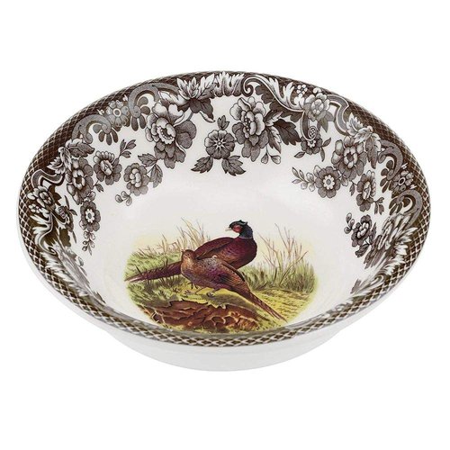 Spode Woodland Pheasant Mini Bowl - Wildlife-Themed Serveware, Ideal for Dips, Sauces or Small Portions, 5 Inch Ceramic Earthenware Bowl with British Floral Border - Microwave, Oven, Freezer Safe