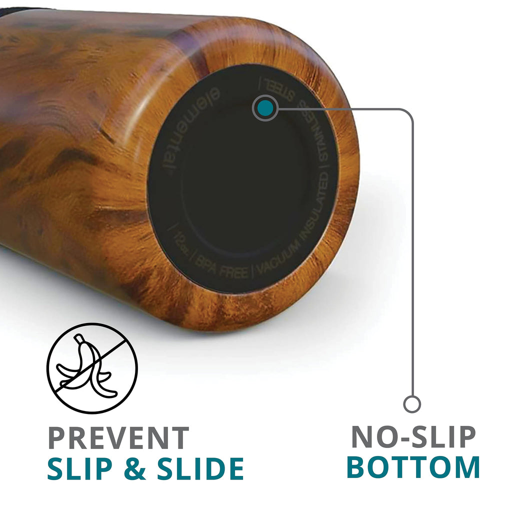 Elemental Duo-Sip 2 in 1 12oz Coffee Tumbler - Leak Proof Tumbler with Flip Lid for Slim Can Cooler - Triple Wall Insulated Tumblers for Hard Seltzer, Hot & Cold Beverages - Teakwood