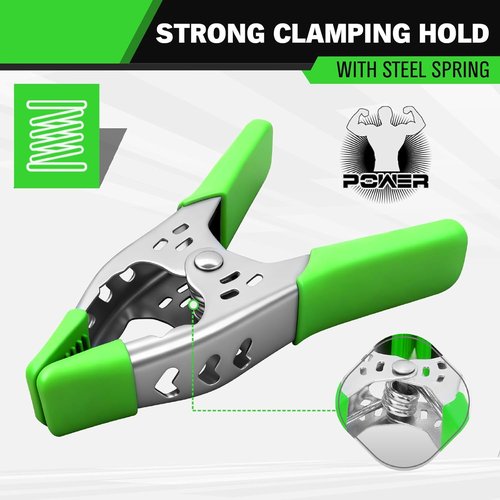 Heavy Duty Spring Clamps by 27-Piece | 6-Inch Large Clamps with 2.4-Inch Jaw Opening for Woodworking & Photography