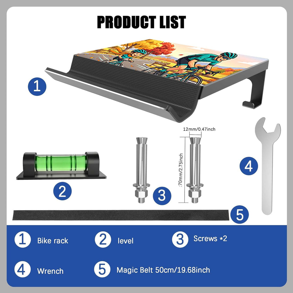Skiennix Bike Wall Mount | Heavy-Duty Horizontal Indoor Rack for Space-Saving Garage Storage - Fits Road, Mountain & Hybrid Bikes