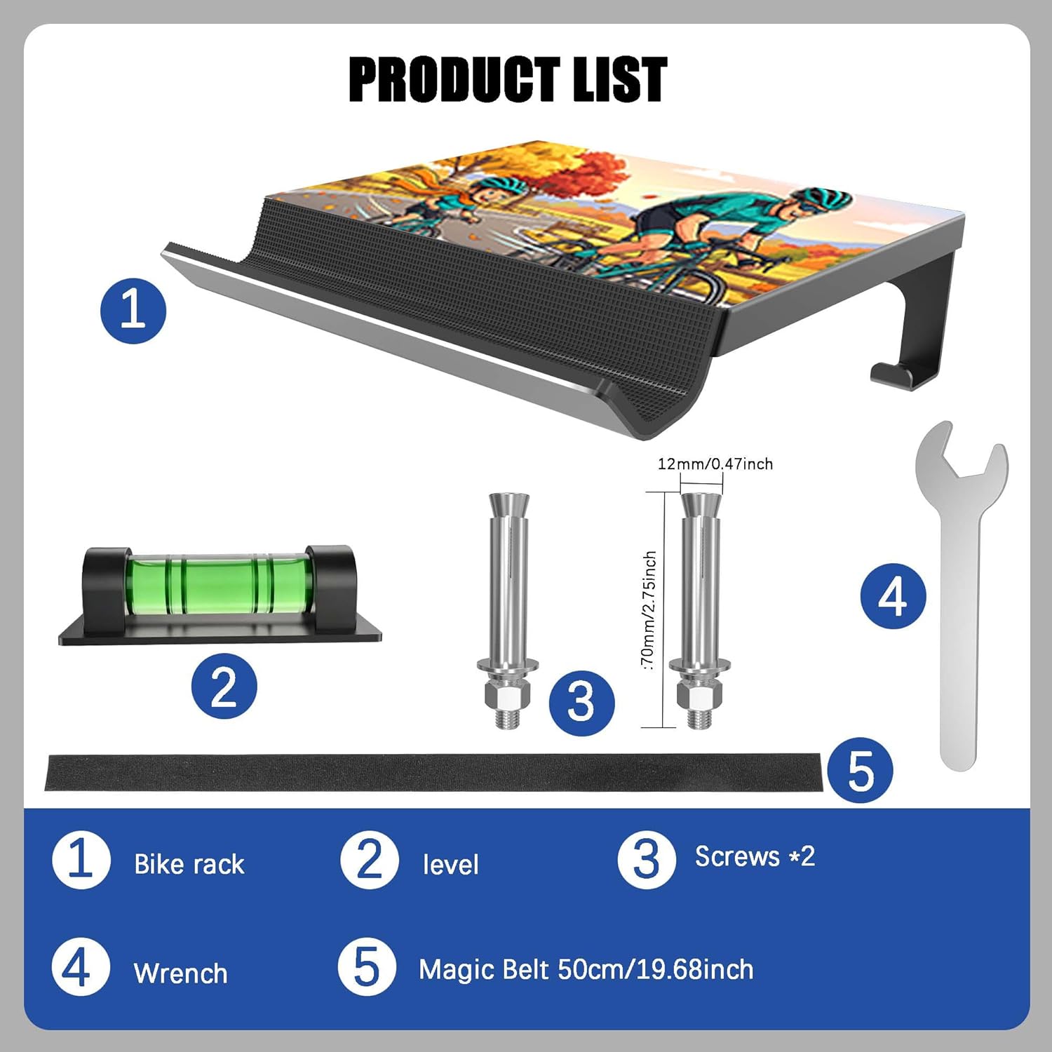Skiennix Bike Wall Mount | Heavy-Duty Horizontal Indoor Rack for Space-Saving Garage Storage - Fits Road, Mountain & Hybrid Bikes