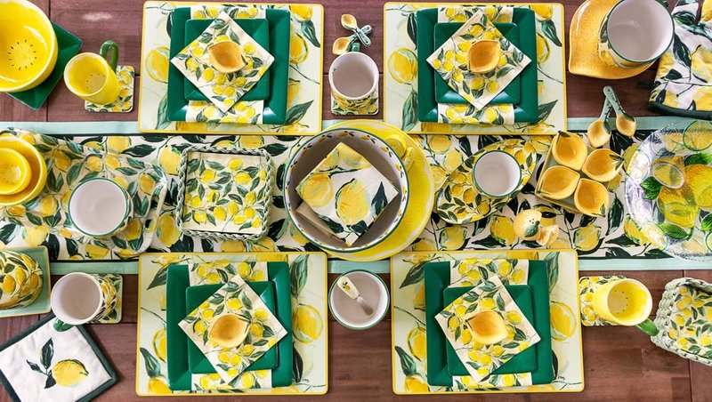 Boston International Placemats Cork Backed Placemat Set, 15.75" x 11.75", Painterly Lemons, 4-Count