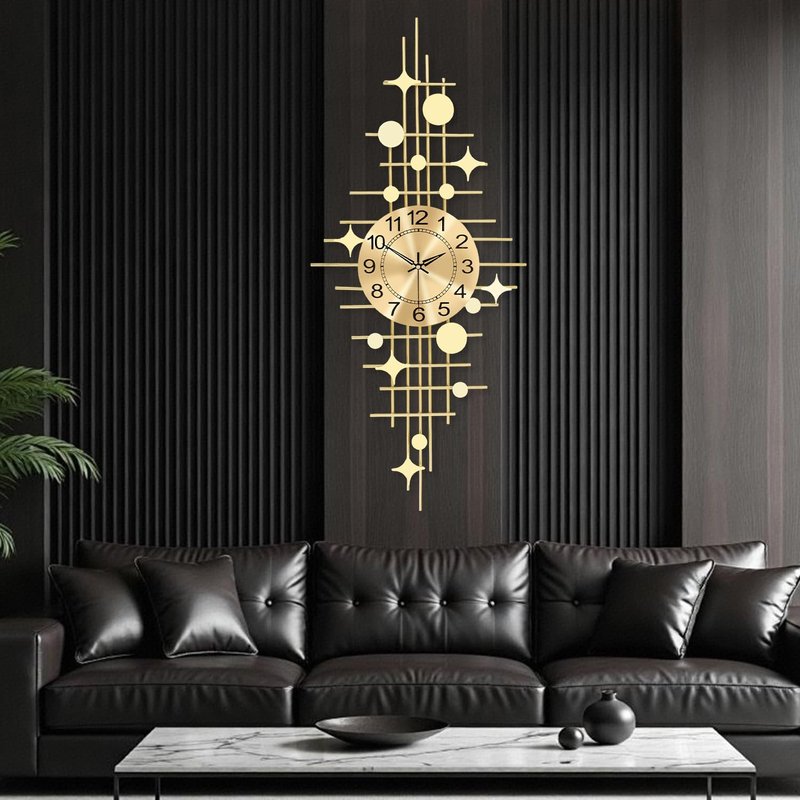 SIN&MI Wall Clock,Large Wall Clocks for Living Room,Silent Non Ticking,Battery Operated Oversized Round Modern Wall Clock for Bedroom,Farmhouse,Office Wall Decor Star, 16.3 * 37.4 Inch