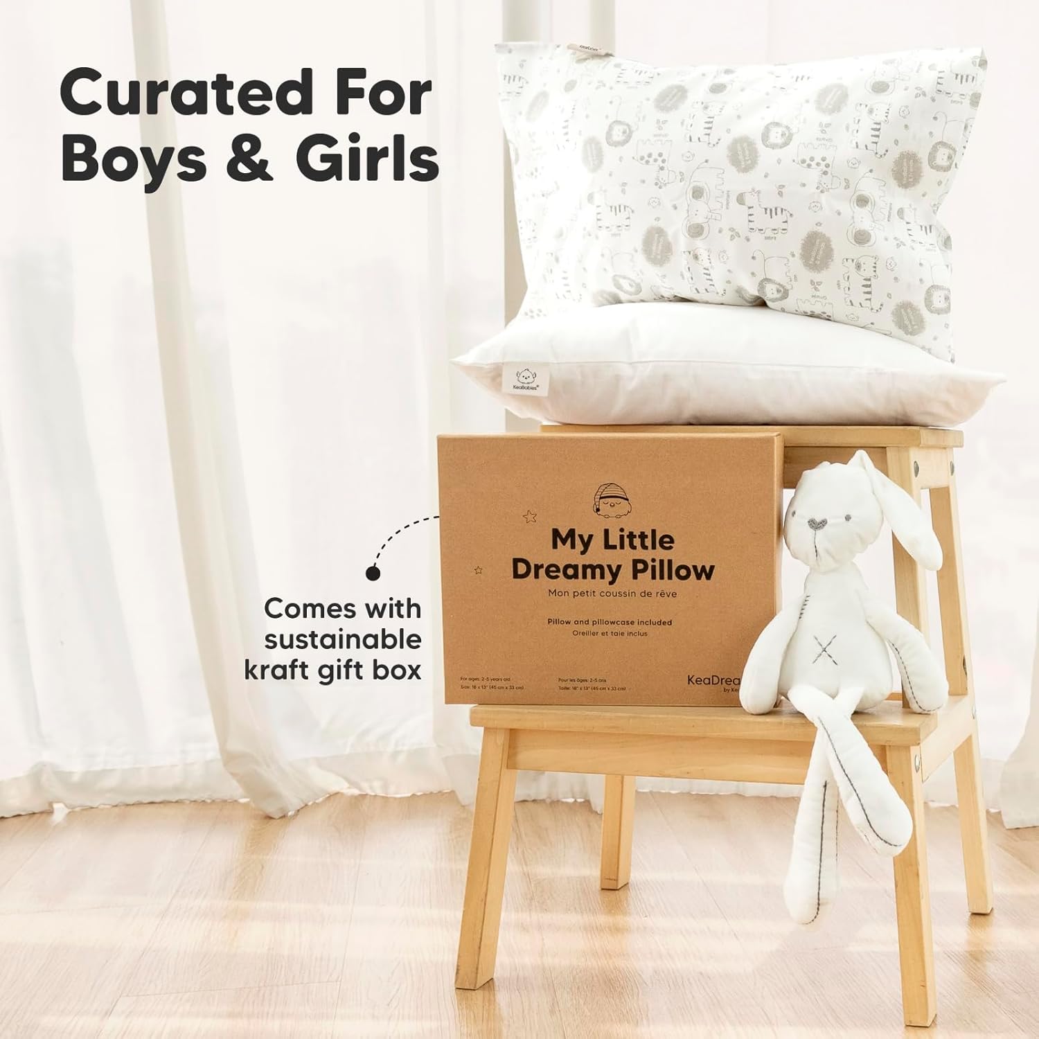 My Little Dreamy Toddler Pillow - Organic Cotton Travel Bed Pillow with Soft, Breathable Case | 13x18 Inches for Ages 2-5 (Flora Vale)