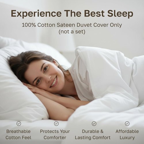 California Design Den Duvet Cover - Award-Winning 400 Thread Count Sateen | 100% Cotton, Queen/Full Size, White