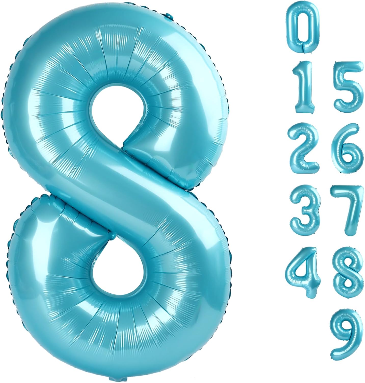 Pastel Blue 40 Inch Number 8 Balloon - Perfect for 8th Birthday Parties & Celebrations