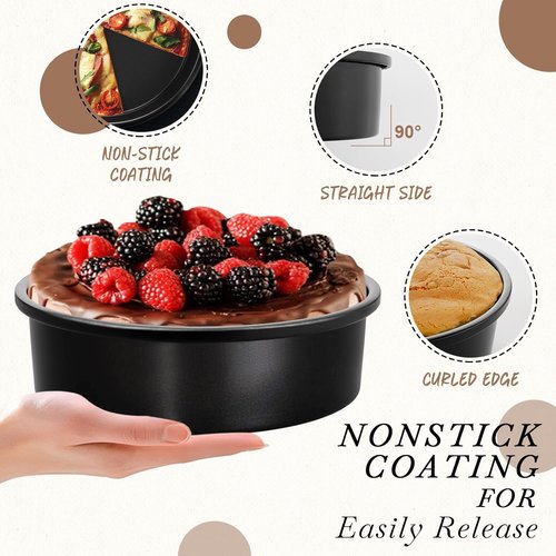 AIVIKI Nonstick 8-Inch Round Cake Pan Set - 3 Baking Tins with 100 Parchment Paper Sheets | Oven & Dishwasher Safe