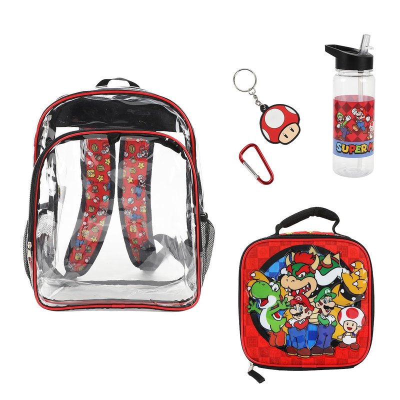 Bioworld Super Mario Brothers 5-Piece Backpack & Lunchbox Set With Water Bottle