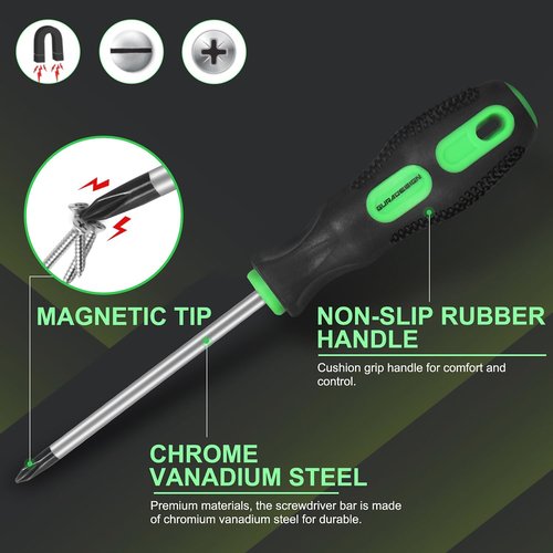 GURADESIGN 7-Piece Screwdriver Set - Magnetic Professional Cushion Grip | 4 Phillips & 3 Flat