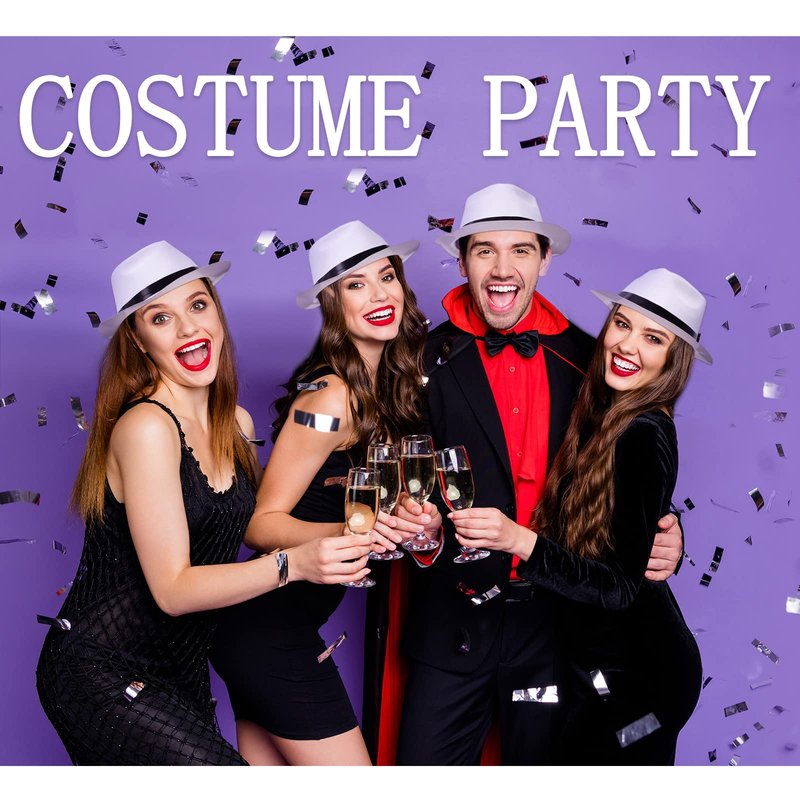 Xtinmee 48 Pack Gangster Hats for Men 1920s Bulk Plastic Gentlemen Costume Hats for Adults 1920s Party Accessories(Black)