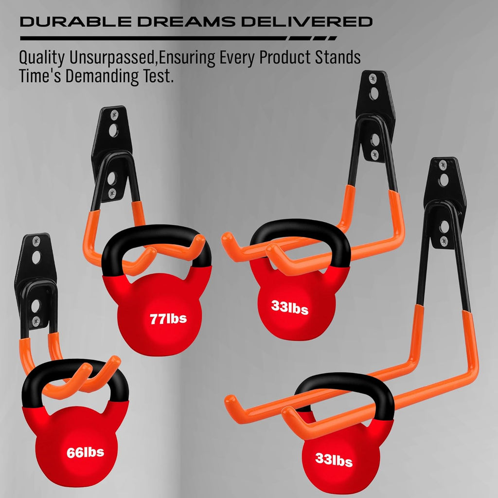 Skiennix Garage Tool Storage Wall Hook Set - 15PCS Heavy Duty Organizer for Garden Tools, Ladders & Bikes | Orange