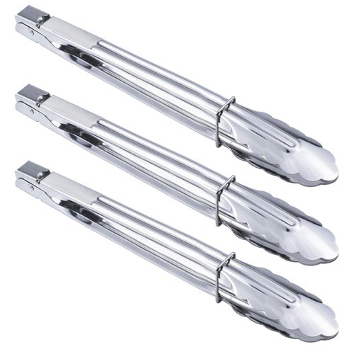 HINMAY Stainless Steel Serving Tongs Grilling Tongs for Cooking Camping Barbecue (12-Inch 3 Pieces)