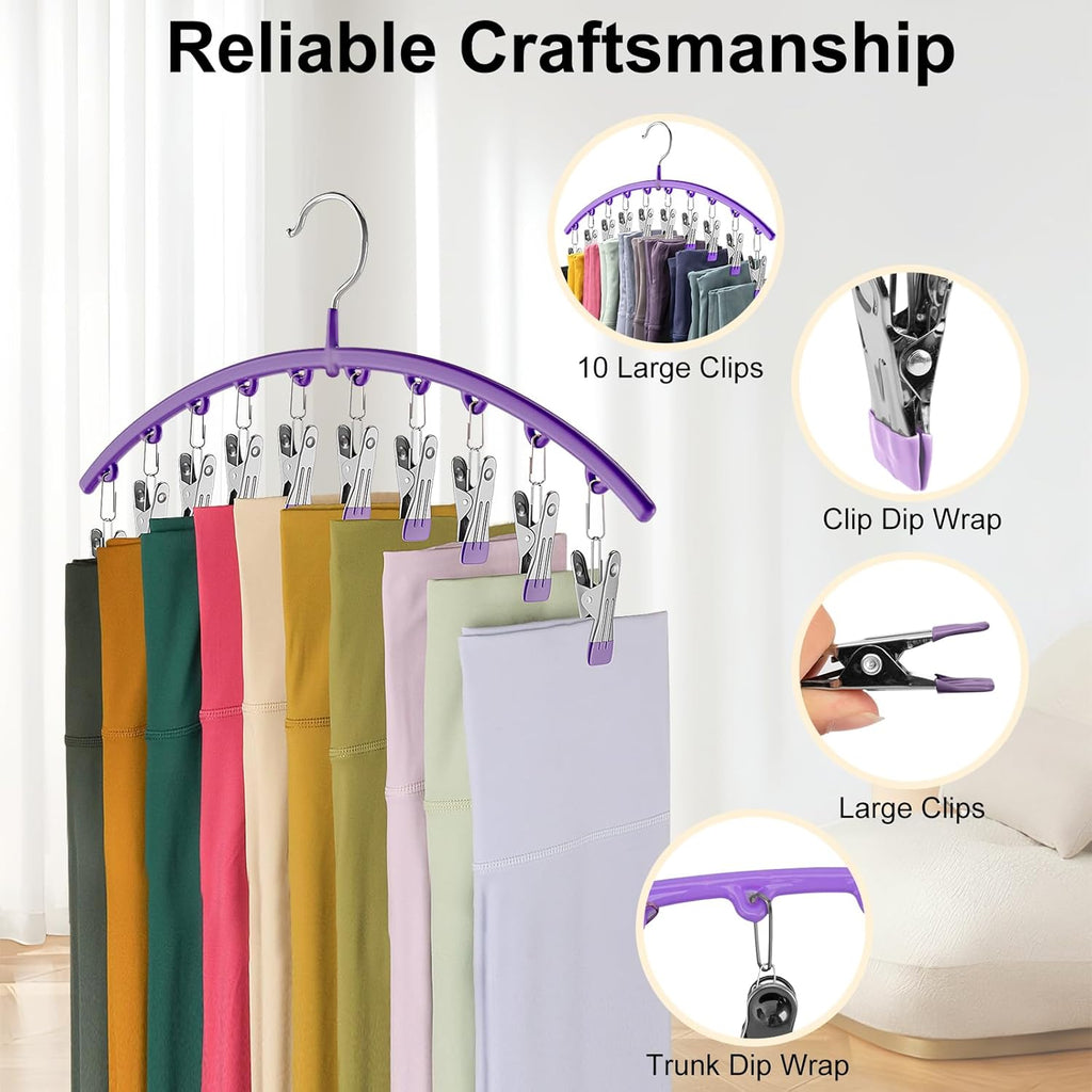 Skiennix Legging Organizer - Metal Yoga Pants Hanger with Rubber Coating | Space-Saving Design, Purple