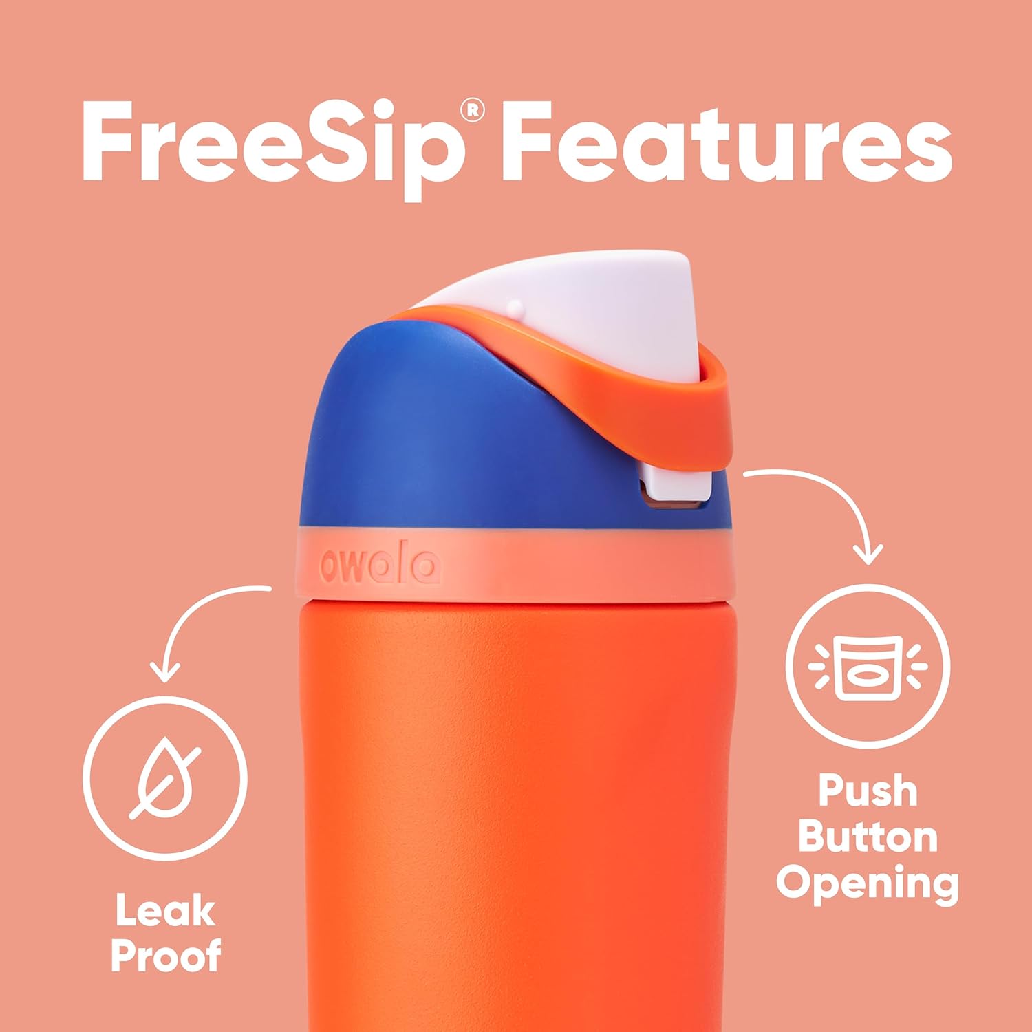 Owala Kids FreeSip Water Bottle - Insulated Stainless Steel with Straw, 16 oz, Blue Citrus - BPA-Free