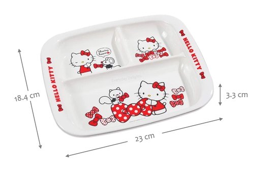 Everyday Delights Hello Kitty Red Dinnerware Flatware Meal Set – Plate Bowl Cup Spoon, 4 pieces