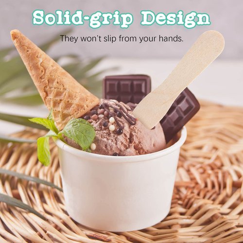 Skylety 4000 Pcs Wooden Ice Cream Spoon Bulk Mini Disposable Tasting Spoons Set Wooden Small Sample Ice Cream Sticks for Dessert Sampling Crafts, 3 Inches