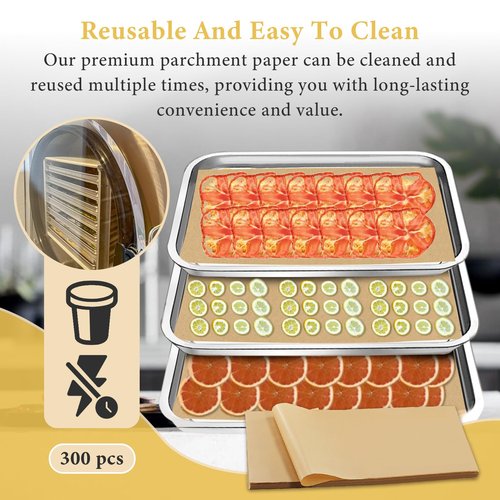 300 PCS Freeze Dryer Tray Mats for Harvest Right Dryer - Freeze Dryer Parchment Paper Set for Medium Trays - Non-Stick Baking Mats One-Off Parchment Paper Harvest Right Accessories (19.6" x 8.4")