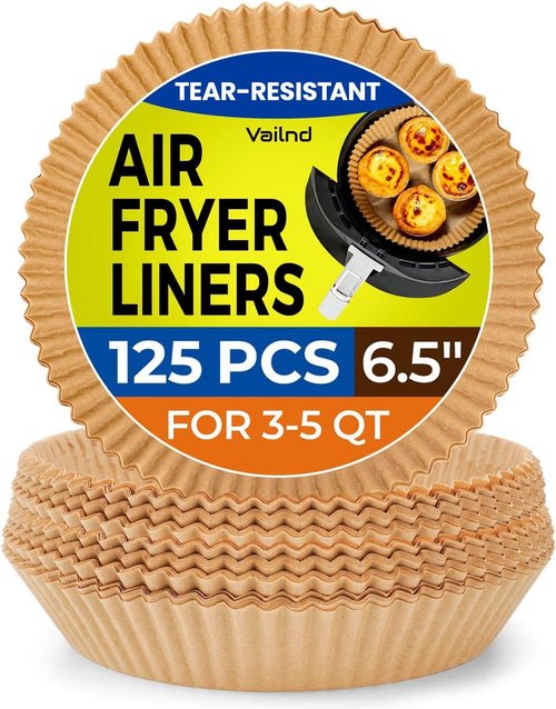 Air Fryer Paper Liners - 125 Pcs Disposable Oilproof Parchment Baking Liners | 6.5 Inch Round