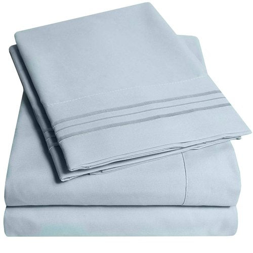1500 Supreme Collection Queen Sheet Sets Misty - Luxury Hotel Bed Sheets and Pillowcase Set for Queen Mattress - Extra Soft, Elastic Corner Straps, Deep Pocket Sheets, Queen Misty