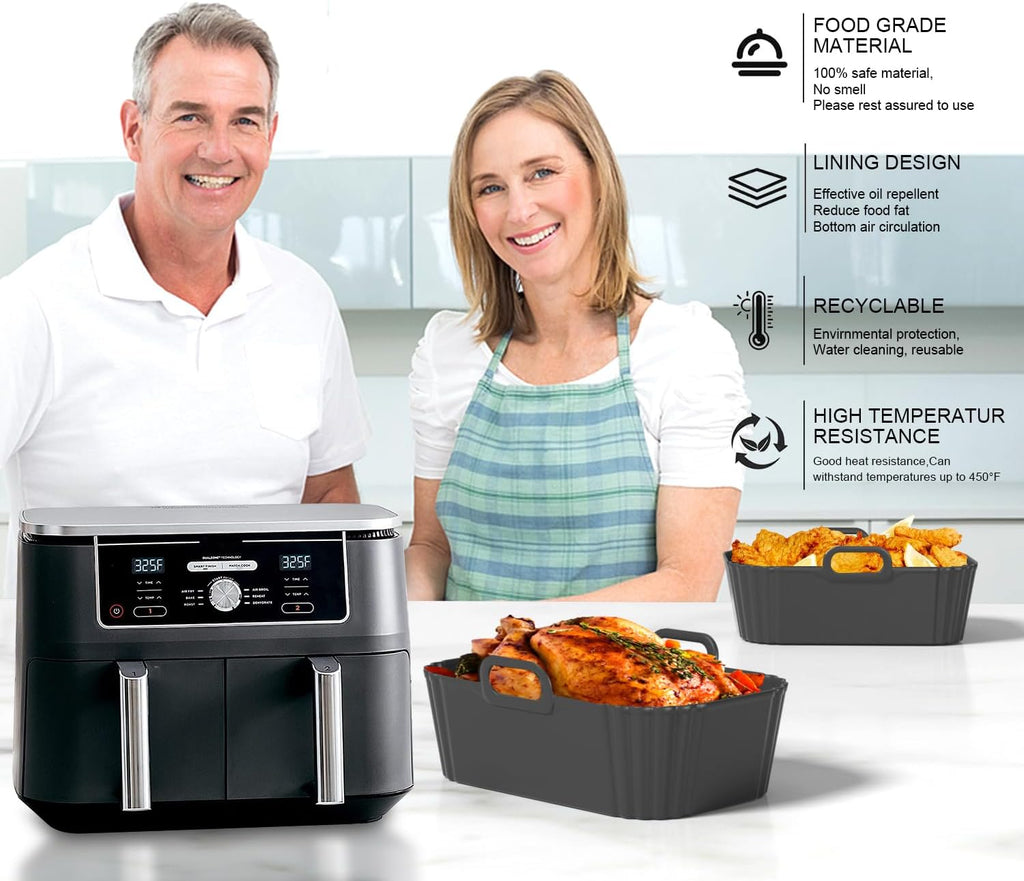 Skiennix Silicone Air Fryer Liners - Reusable & Compatible with Ninja Foodi & COSORI 9QT | 2 Pack