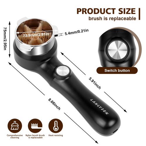 54mm Espresso Coffee Machine Electric Cleaning Brush Espresso Machine Cleaning Brush 360° Totally Enclosed Cleaning espresso brush Compatible with 54mm Breville Machines
