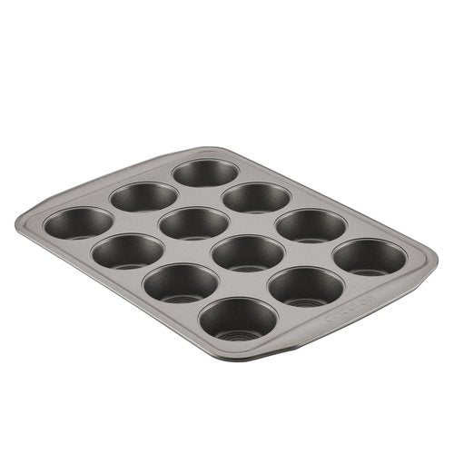 Circulon Nonstick Bakeware 12-Cup Muffin Tin, Gray, Steel