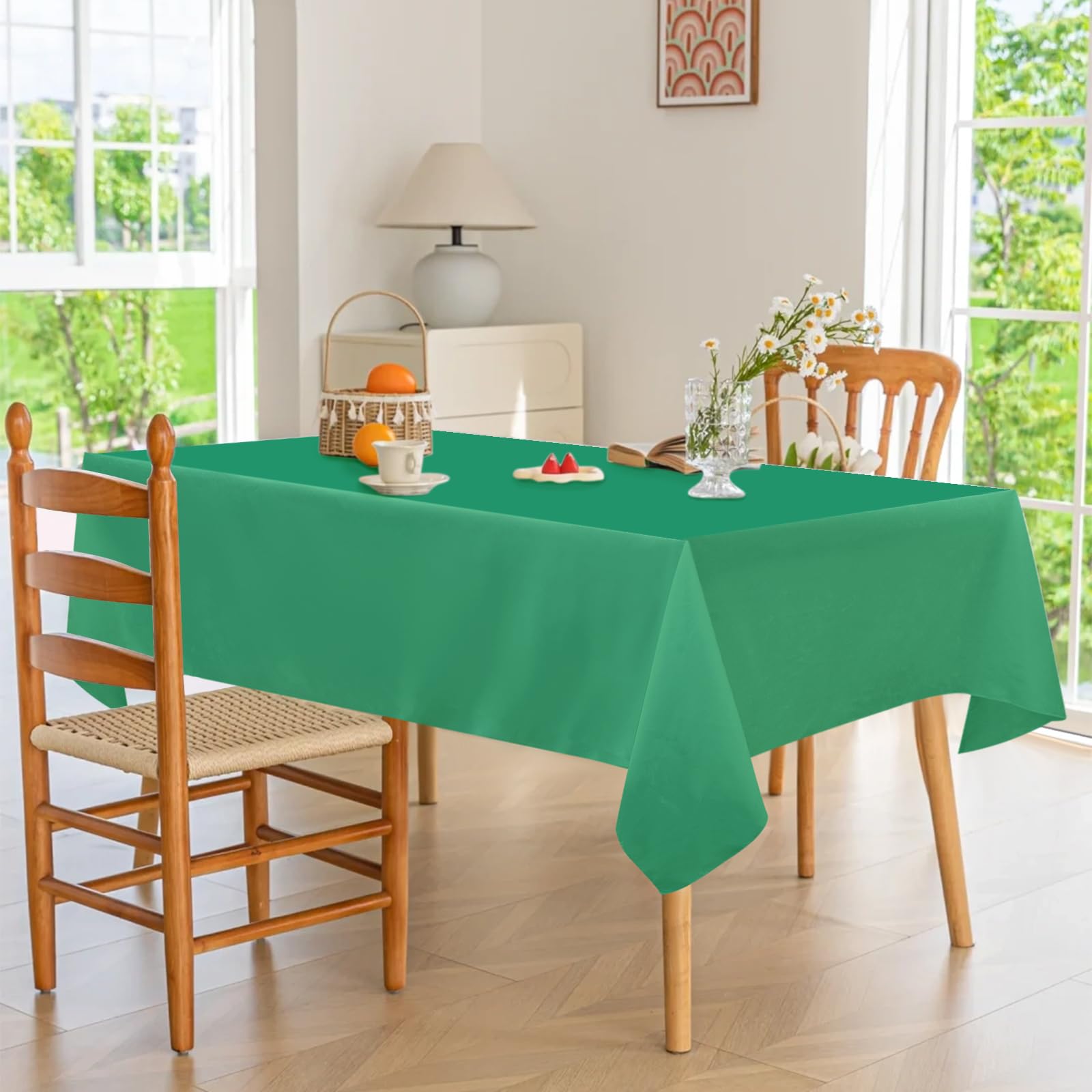 WDF 54 Inch X 100 Feet Blue Plastic Table Cover Roll - Plastic Table Cloth Disposable - Blue Tablecloth with Slide Cutter Perfect for Parties, Brithday,4th of July