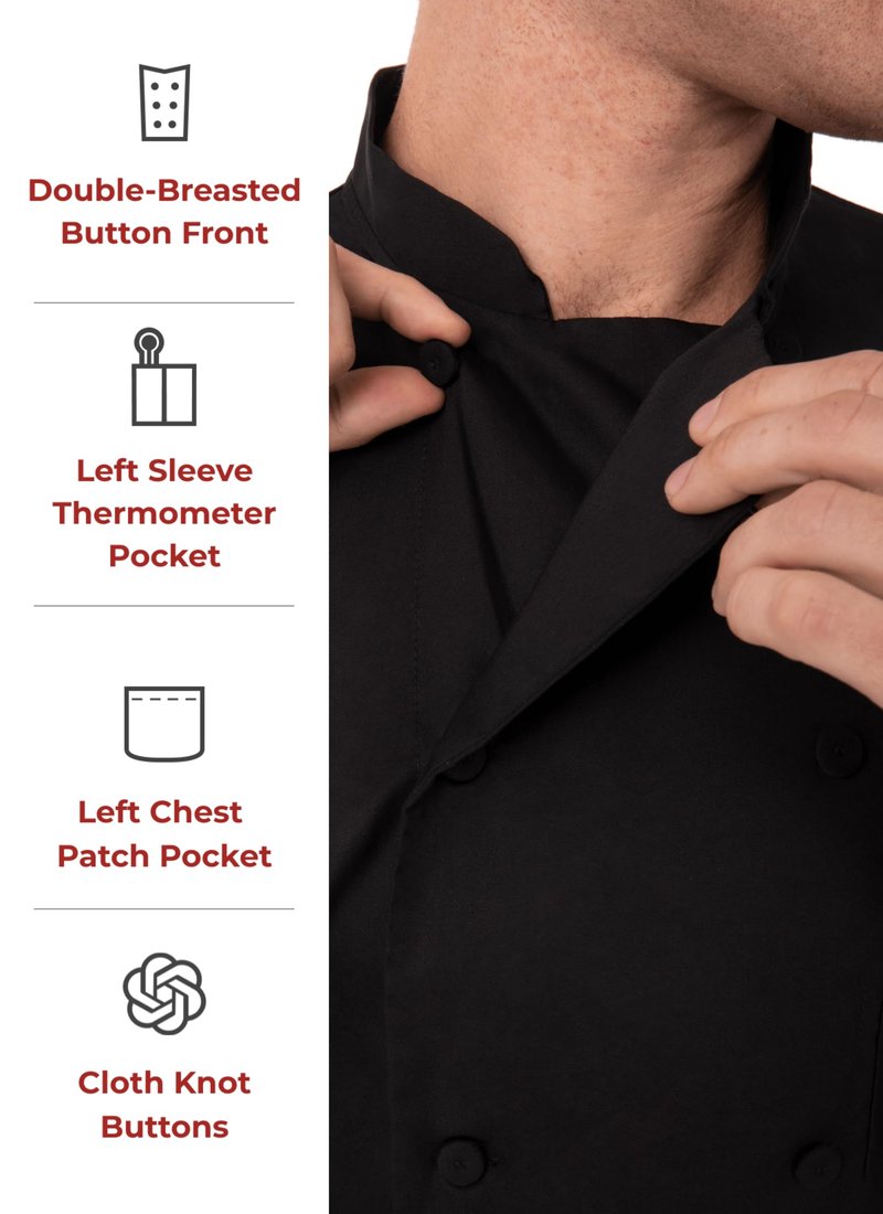 Chef Works Men's Morocco Chef Coat, Black, 3X-Large