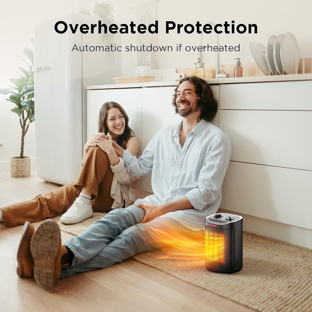 Skiennix 1500W Portable Ceramic Space Heater - Safe, Compact Design with Thermostat for Home & Office Use